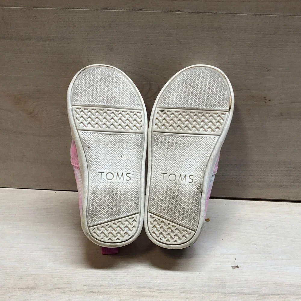 TOMS Kids Pink and White Tie-Dye Slip-On Shoes #1498
